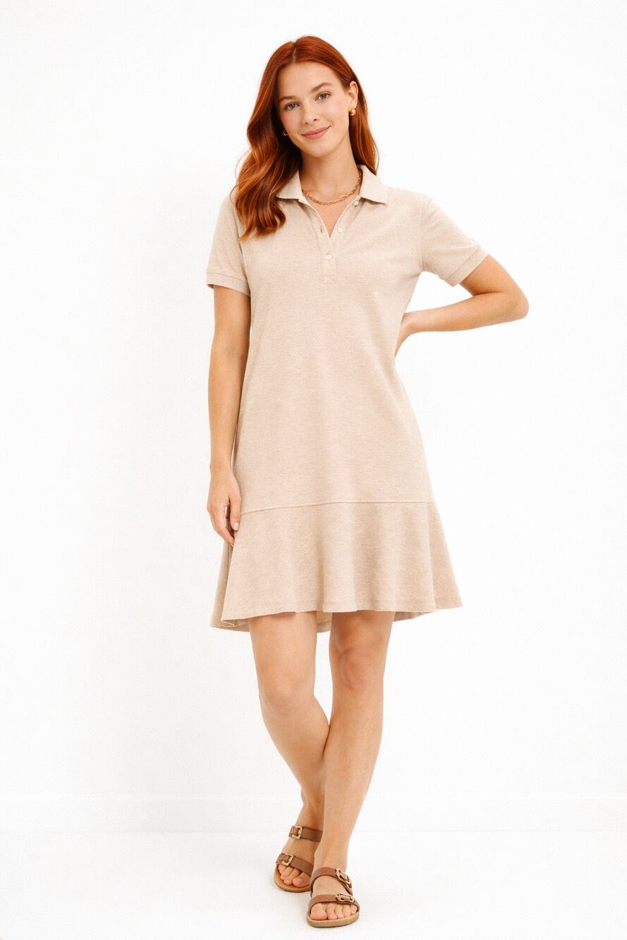 Tuckernuck Pique May Polo Mini Dress Sandstone Women Size XL Short Sleeve Preppy